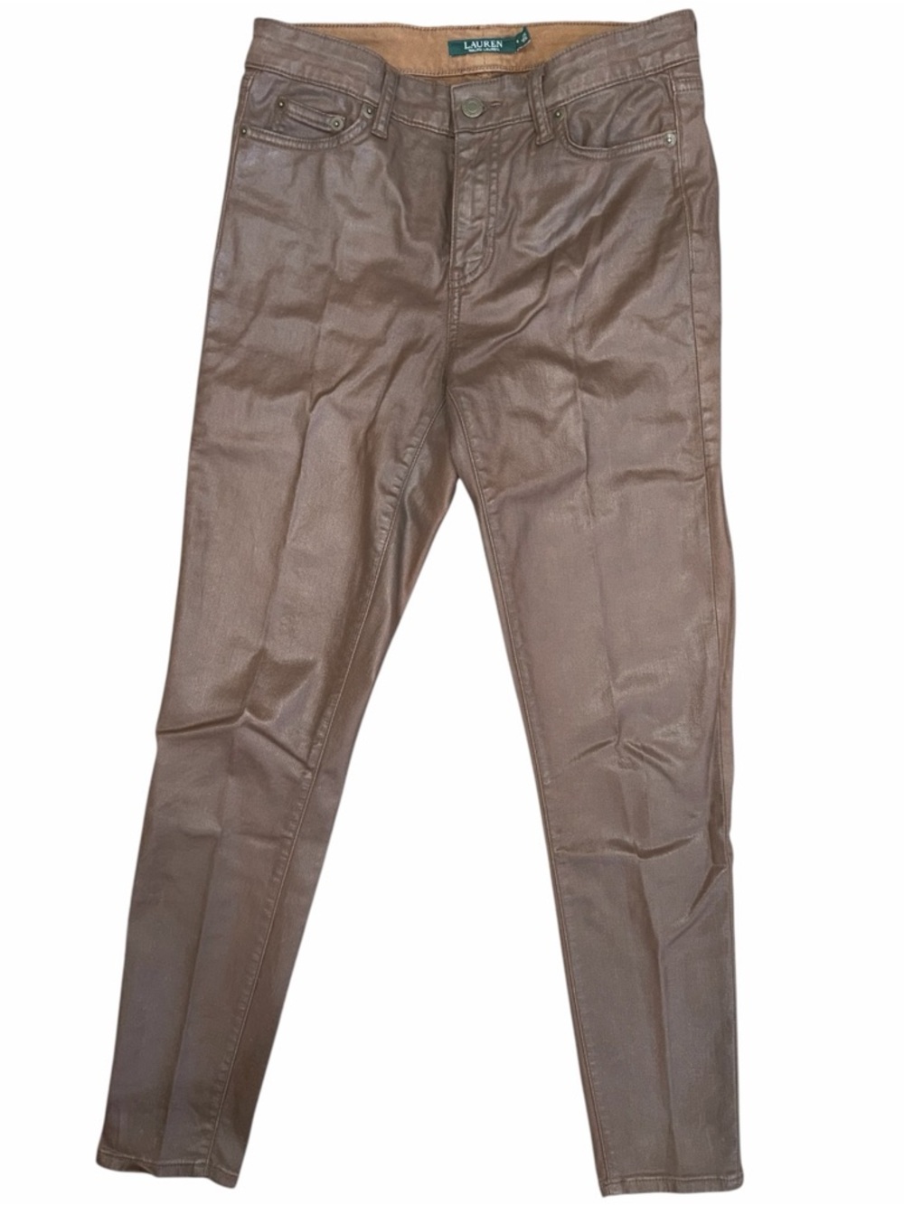 Ralph Lauren Brown Leather Look Slim Fit Pants Jeans